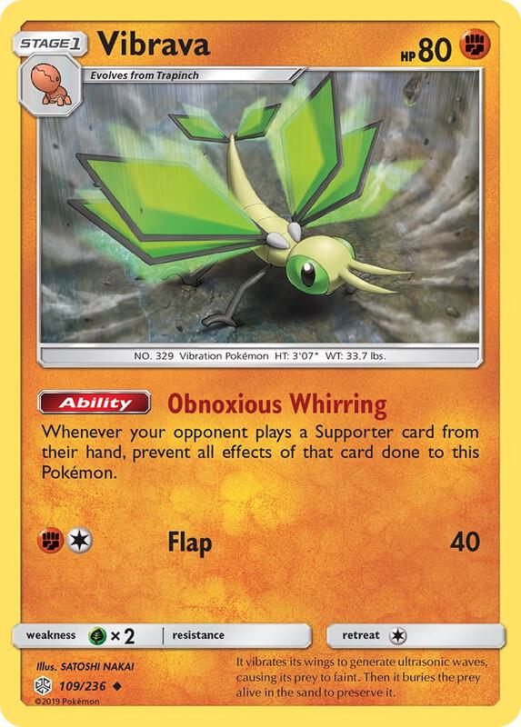 Vibrava Pokemon card from SM - Cosmic Eclipse