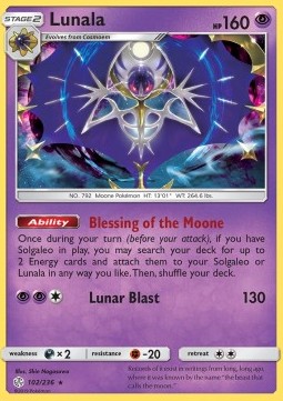 Lunala Pokemon card from Cosmic Eclipse