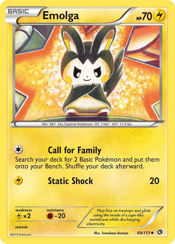 Emolga Pokemon card from Legendary Treasures
