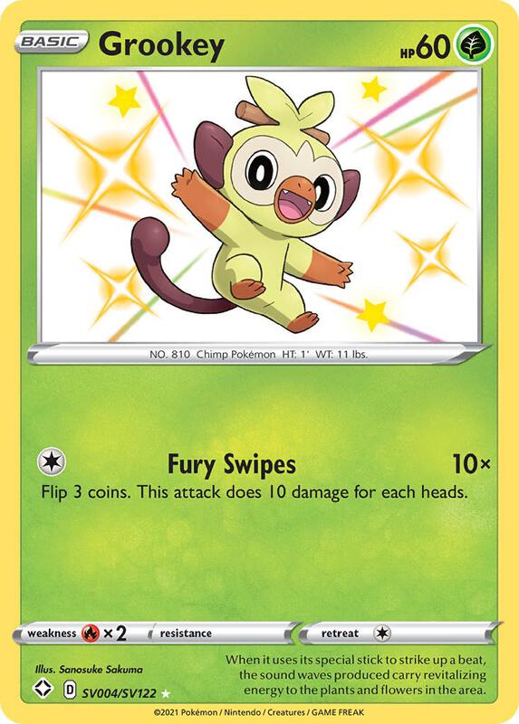 Grookey Pokemon card from Shining Fates: Shiny Vault