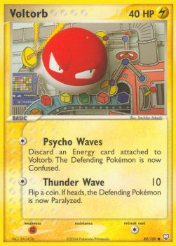 Voltorb Pokemon card from EX Team Rocket Returns