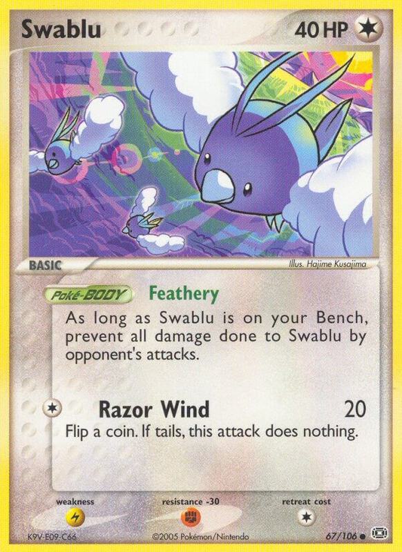 Swablu Pokemon card from Emerald