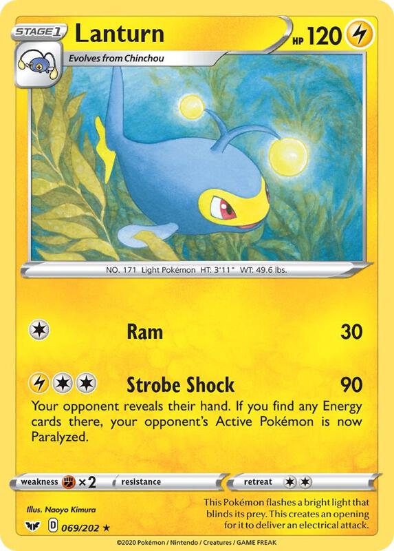 Lanturn Pokemon card from SWSH01: Sword & Shield Base Set