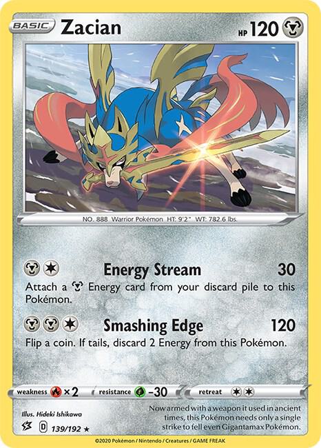 Zacian Pokemon card from SWSH02: Rebel Clash