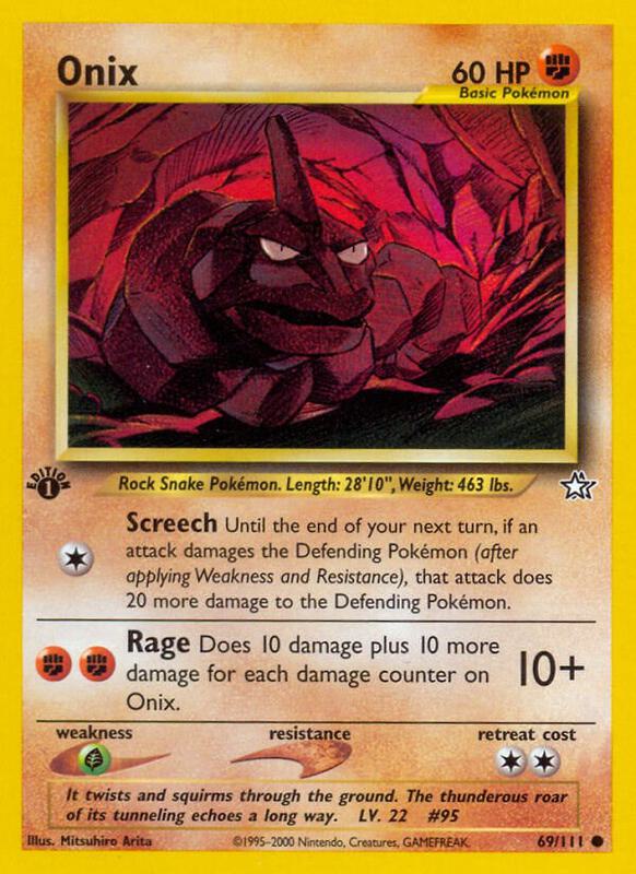 Onix Pokemon card from Neo Genesis