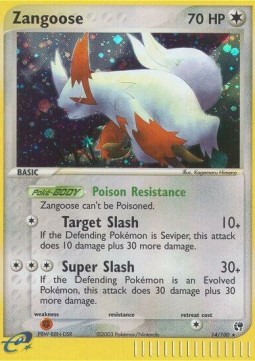 Zangoose Pokemon card from EX Sandstorm