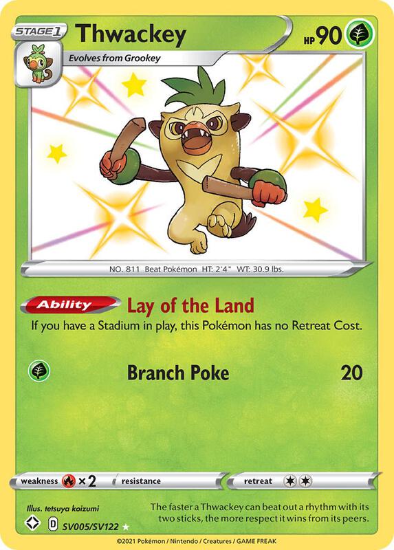 Thwackey Pokemon card from Shining Fates: Shiny Vault