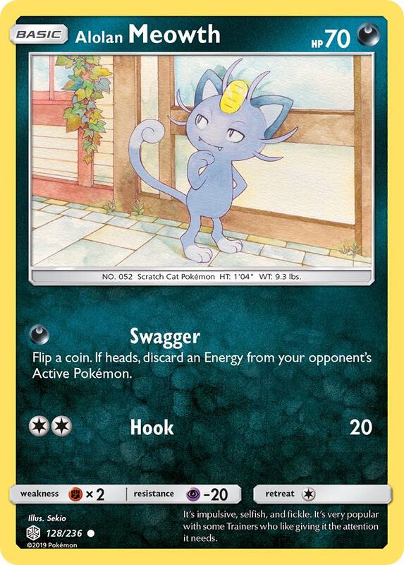 Alolan Meowth Pokemon card from SM - Cosmic Eclipse