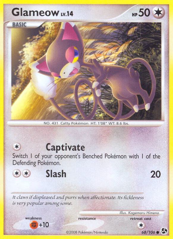 Glameow Pokemon card from Great Encounters