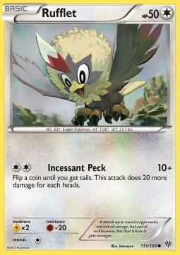 Rufflet Pokemon card from Plasma Storm