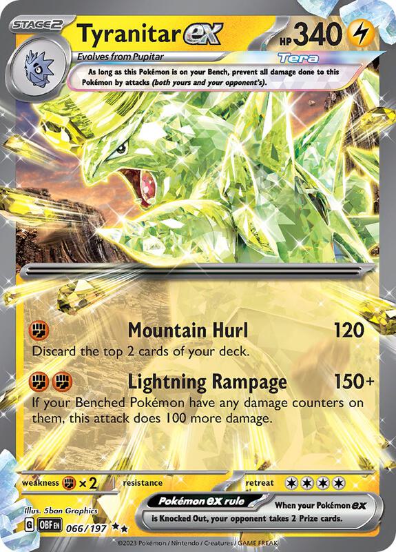 Tyranitar ex Pokemon card from SV03: Obsidian Flames