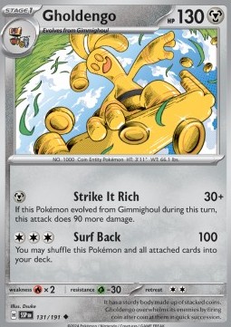 Gholdengo Pokemon card from Surging Sparks