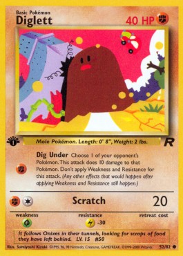 Diglett Pokemon card from Team Rocket