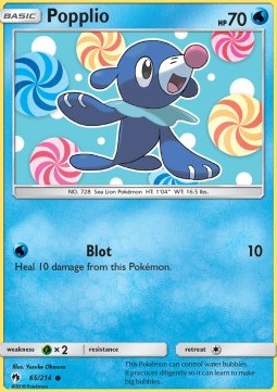 Popplio Pokemon card from Lost Thunder