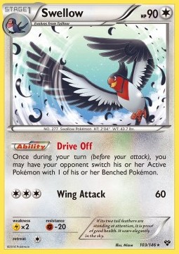 Swellow Pokemon card from XY