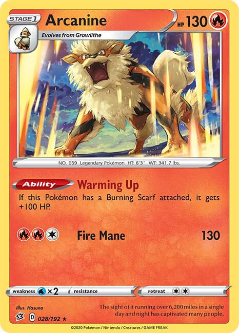 Arcanine Pokemon card from SWSH02: Rebel Clash