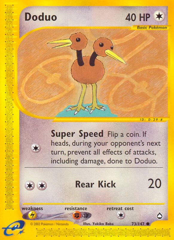 Doduo Pokemon card from Aquapolis