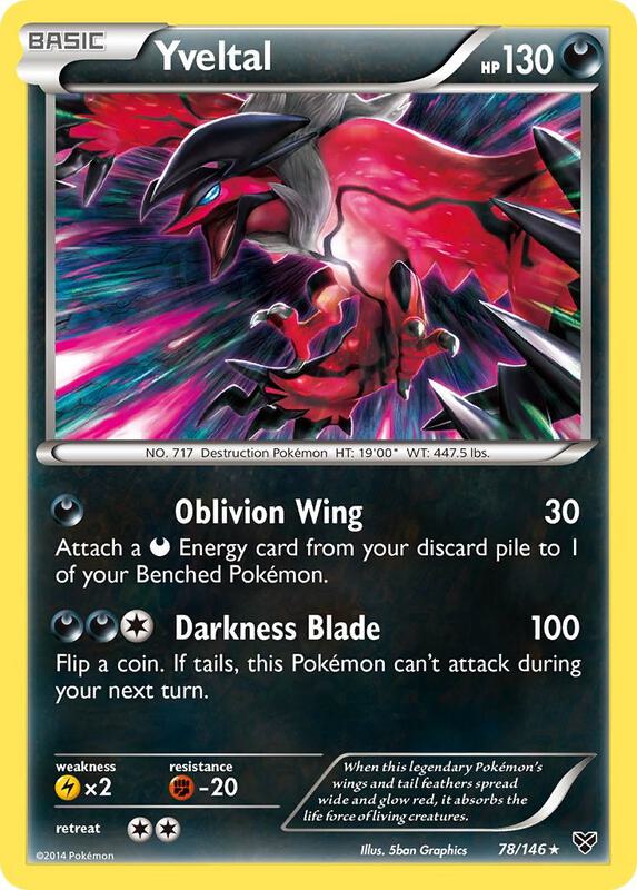 Yveltal Pokemon card from XY Base Set