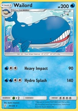 Wailord Pokemon card from Cosmic Eclipse