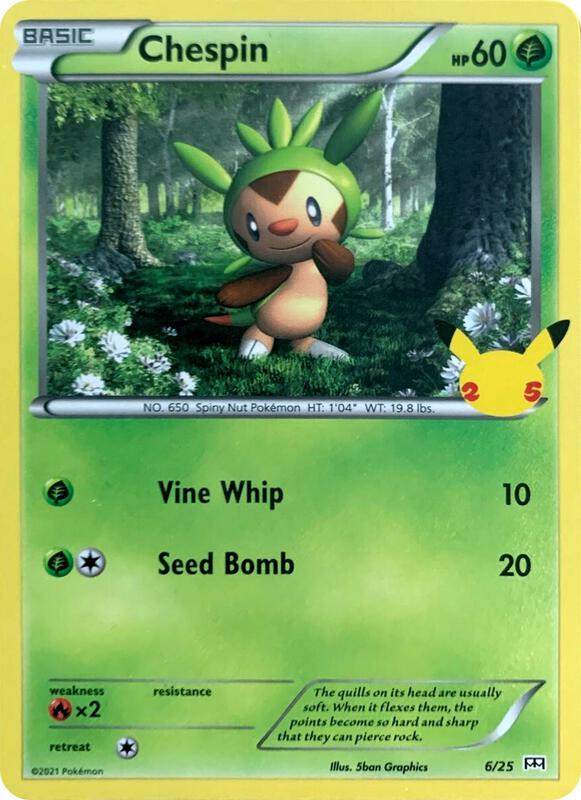 Chespin Pokemon card from McDonald's 25th Anniversary Promos
