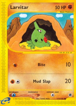Larvitar Pokemon card from Expedition Base Set