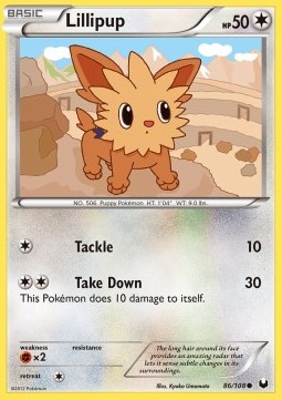 Lillipup Pokemon card from Dark Explorers
