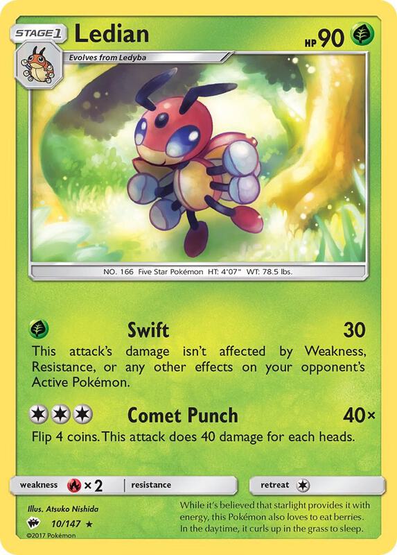 Ledian Pokemon card from SM - Burning Shadows
