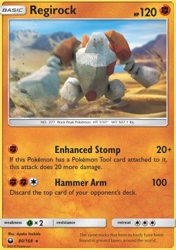 Regirock Pokemon card from Celestial Storm