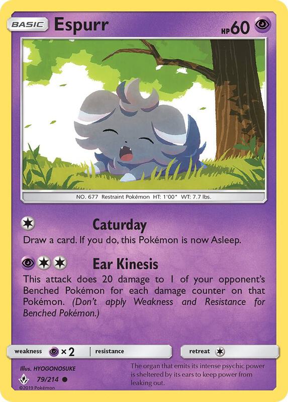 Espurr Pokemon card from SM - Unbroken Bonds
