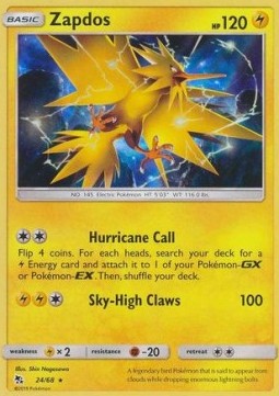 Zapdos Pokemon card from Hidden Fates