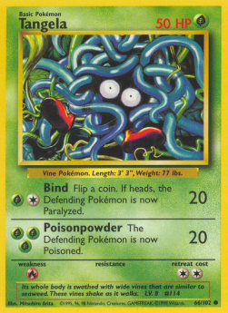 Tangela Pokemon card from Base Set