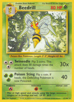 Beedrill Pokemon card from Base Set