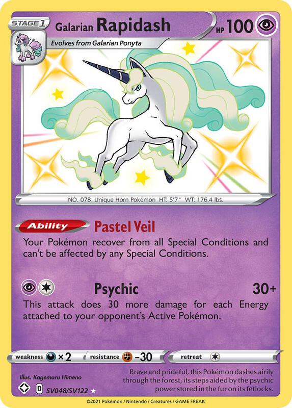Galarian Rapidash Pokemon card from Shining Fates: Shiny Vault