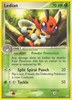 Ledian Pokemon card from EX Team Rocket Returns