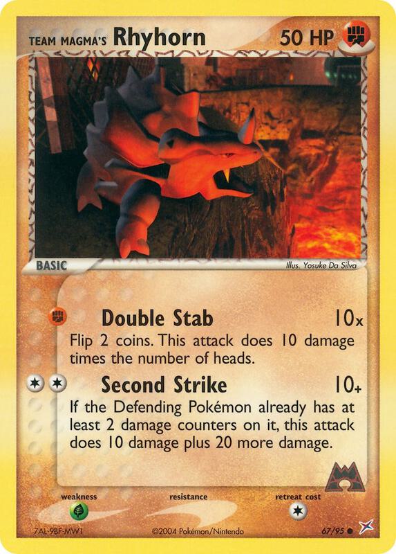 Team Magma's Rhyhorn Pokemon card from Team Magma vs Team Aqua