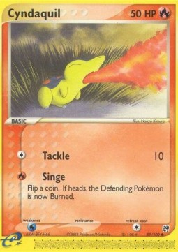 Cyndaquil Pokemon card from EX Sandstorm