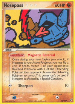 Nosepass Pokemon card from EX Deoxys