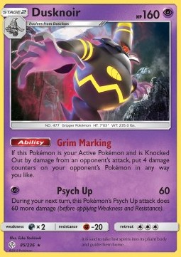 Dusknoir Pokemon card from Cosmic Eclipse