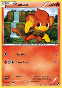 Pansear Pokemon card from Black White