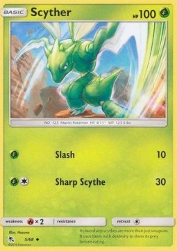 Scyther Pokemon card from Hidden Fates