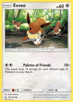 Eevee Pokemon card from Ultra Prism