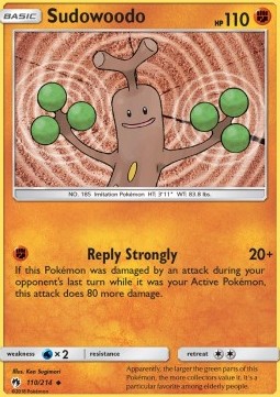 Sudowoodo Pokemon card from Lost Thunder