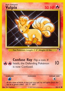 Vulpix Pokemon card from Legendary Collection