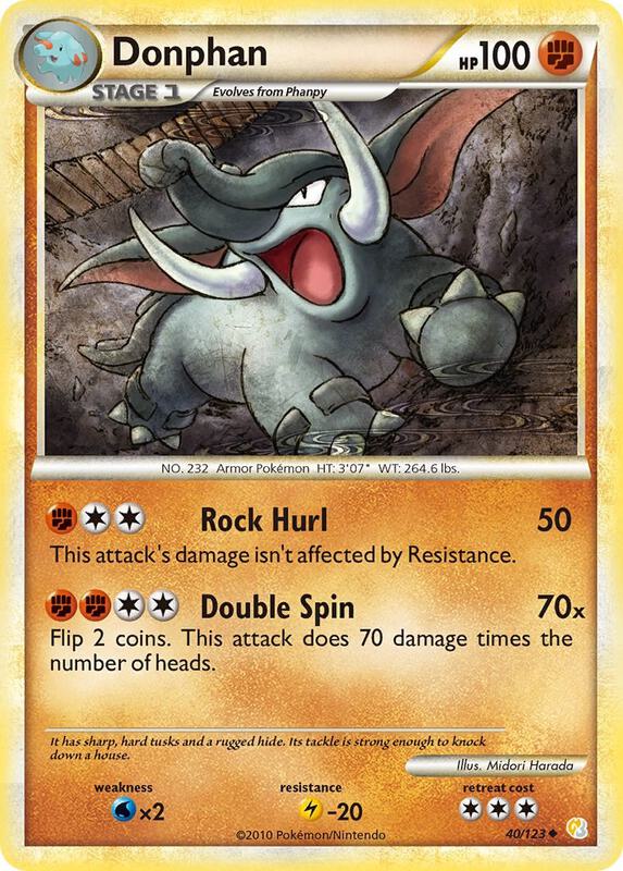 Donphan Pokemon card from HeartGold SoulSilver