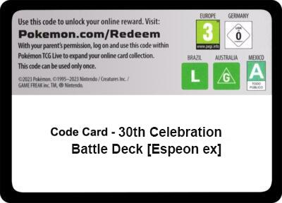 Code Card - 30th Celebration Battle Deck [Espeon ex]
