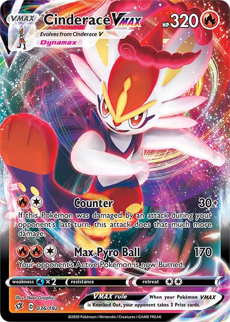 Cinderace VMAX Pokemon card from SWSH02: Rebel Clash