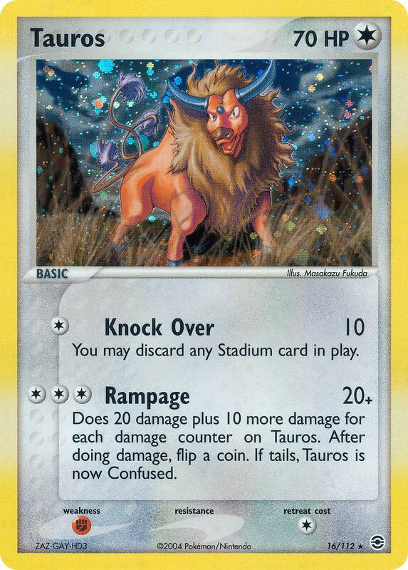 Tauros Pokemon card from FireRed & LeafGreen