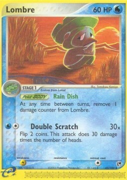 Lombre Pokemon card from EX Sandstorm