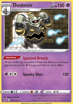 Dusknoir Pokemon card from Vivid Voltage