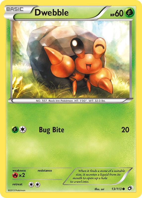 Dwebble Pokemon card from Legendary Treasures